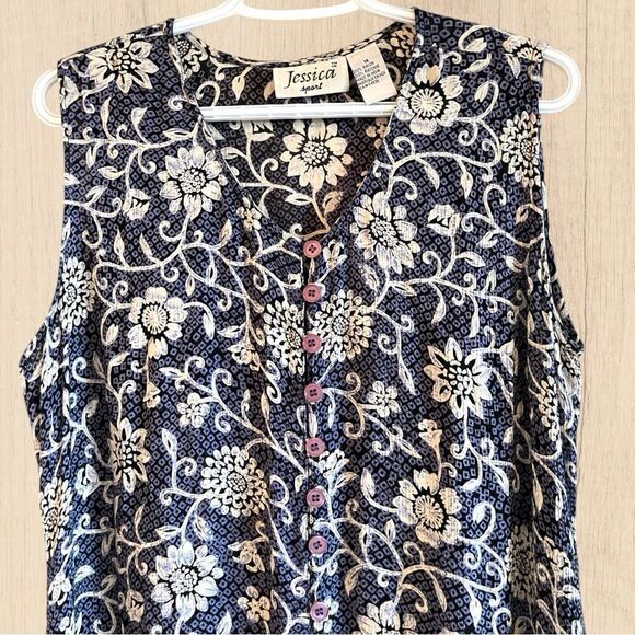 90s vintage maxi crepe button down sleeveless dress - Picture 2 of 9